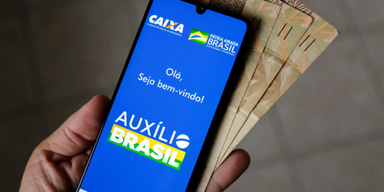 Minas Gerais, Brazil - November 19, 2021: Screen of the Auxilio Brasil application